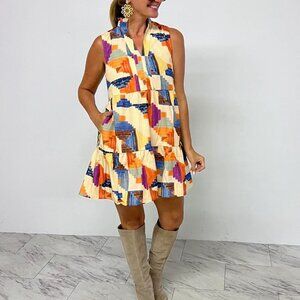 THML "Here We Go" Abstract Print Dress